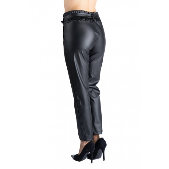 Pantaloni Negri Din Piele Ecologica Cu Talie Inalta Zip Pantaloni Negri Din Piele Ecologica Cu Talie Inalta Zip